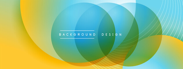 Gradient circles with shadows. Vector techno abstract background. Modern overlapping forms wallpaper background, design template