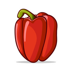 Red paprika. sweet peppers with white background. Isolated vector illustration.