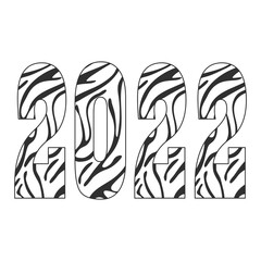 2022. Figures with a pattern of wild animal skins, fashionable striped print. Vector illustration