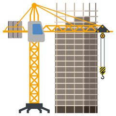 Construction building tower crane illustration