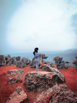 Sky Blue And Red Rock At Bandung Barat