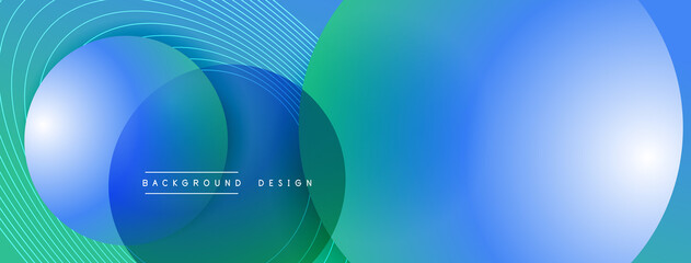 Gradient circles with shadows. Vector techno abstract background. Modern overlapping forms wallpaper background, design template