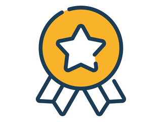 badge star single isolated icon with dash or dashed line style