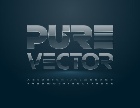 Vector Pure Font. Glass shiny Alphabet. Transparent Letters and Numbers set