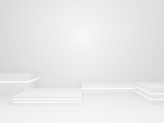 3D rendered white geometric stage