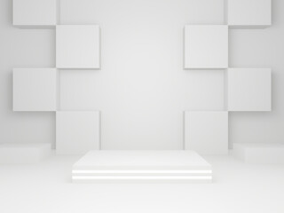 3D rendered white geometric stage