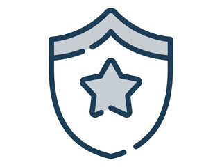 emblem badge star shield single isolated icon with dash or dashed line style