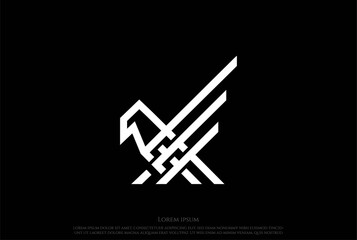 Strong Eagle Hawk Falcon Bird Monogram Logo Design Vector