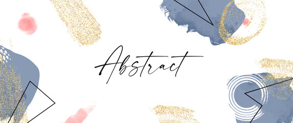 Abstract art background. Hand painted minimal composition. Watercolor and inc paint stains in contemporary template. Cover, card, poster and banner modern design