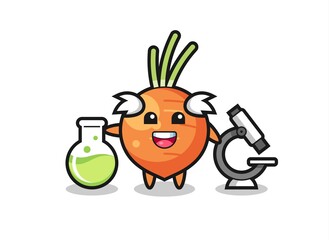 Mascot character of carrot as a scientist