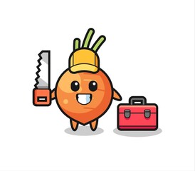 Illustration of carrot character as a woodworker