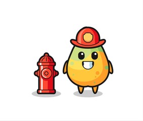 Mascot character of papaya as a firefighter