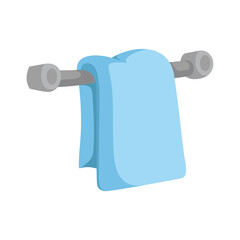 Blue colored hanging towel with shadow detail flat design art vector