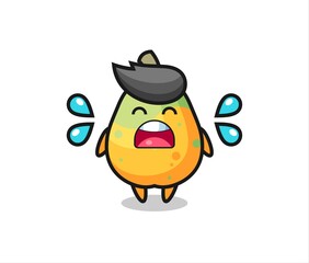 papaya cartoon illustration with crying gesture