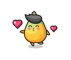 papaya character cartoon with kissing gesture