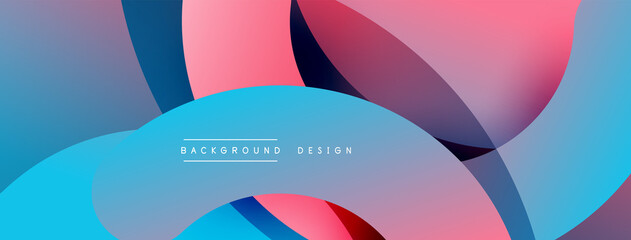 Fototapeta premium Abstract overlapping lines and circles geometric background with gradient colors