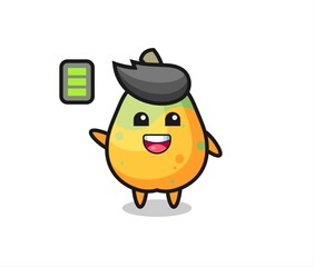 papaya mascot character with energetic gesture