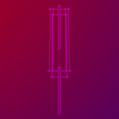 Power transmission high voltage pylon. Wireframe low poly mesh vector illustration.
