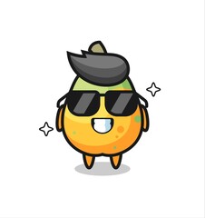Cartoon mascot of papaya with cool gesture
