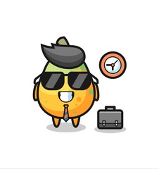 Cartoon mascot of papaya as a businessman