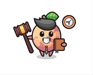 Mascot cartoon of pluot fruit as a judge