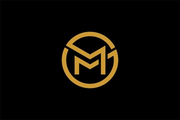 M letter circle logo design. Monogram m in circle sign.