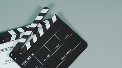 Black and white Clapperboard or clapper board or movie slate use in video production ,film, cinema...
