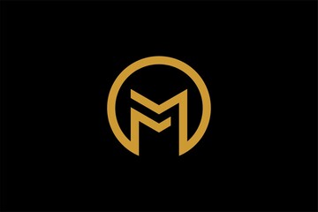 M letter circle logo design. Monogram m in circle sign.
