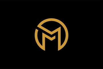 M letter circle logo design. Monogram m in circle sign.