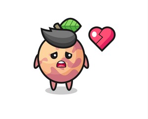 pluot fruit cartoon illustration is broken heart