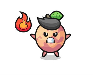 pluot fruit character cartoon with angry gesture