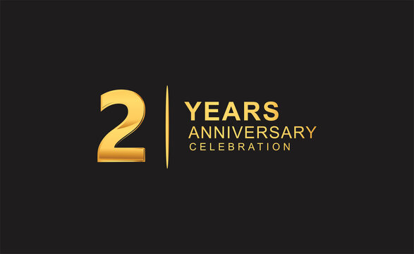 2nd years anniversary celebration design with golden color isolated on black background for celebration event