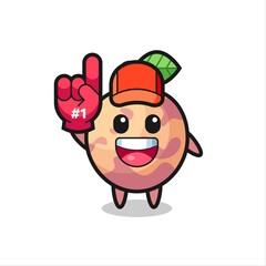pluot fruit illustration cartoon with number 1 fans glove