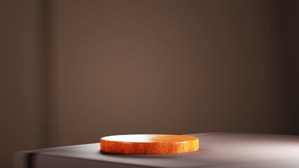 3D rendering of podium background. Mockup for show product. Blank scene showcase with empty round stage.