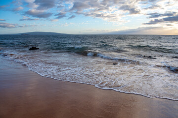 Sea view, nature background. Azure beach with and clear ocean water at sunny day.