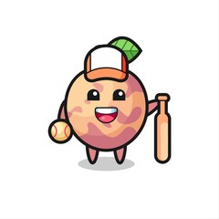 Cartoon character of pluot fruit as a baseball player