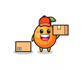Mascot Illustration of kumquat as a courier