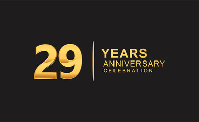 Fototapeta na wymiar 29th years anniversary celebration design with golden color isolated on black background for celebration event