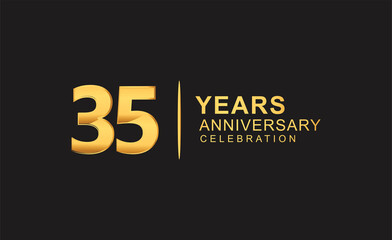 35th years anniversary celebration design with golden color isolated on black background for celebration event