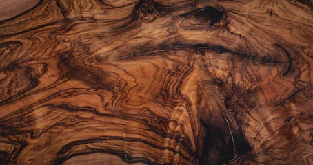 Zelfklevend Fotobehang textuur van donkerbruine olijf houten plank. achtergrond van houten oppervlak © agrus