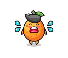 kumquat cartoon illustration with crying gesture
