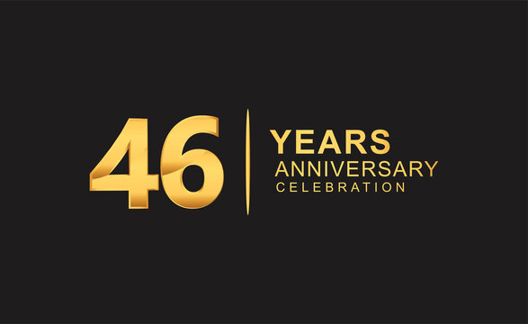 46th years anniversary celebration design with golden color isolated on black background for celebration event