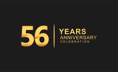 56th years anniversary celebration design with golden color isolated on black background for celebration event