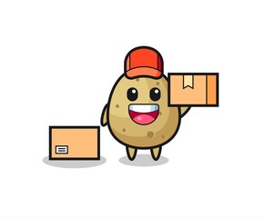 Mascot Illustration of potato as a courier