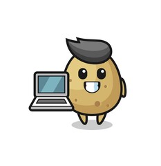 Mascot Illustration of potato with a laptop