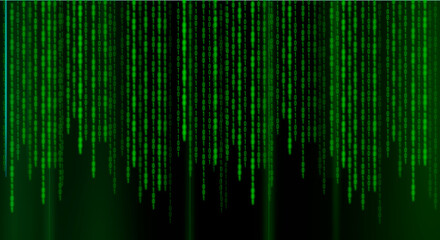 Binary code. Binary techno green background. New technology concept.