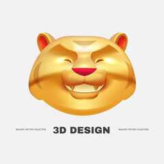 3D gold asian tiger. Happy chinses new year design.