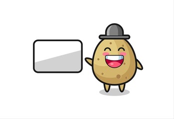 potato cartoon illustration doing a presentation
