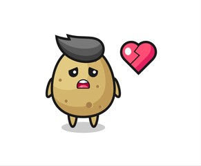 potato cartoon illustration is broken heart
