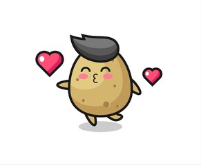 potato character cartoon with kissing gesture